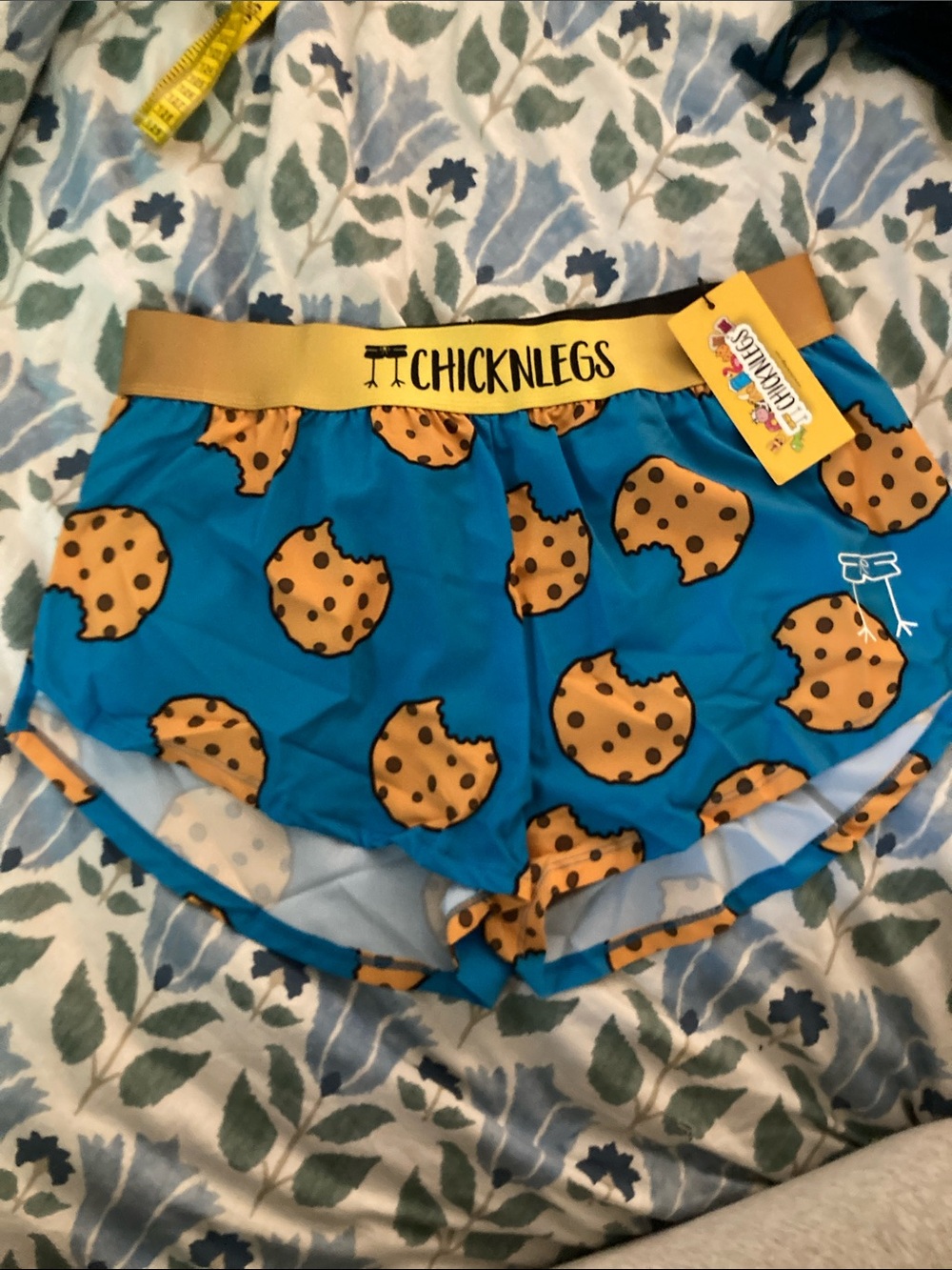 Chicknlegs Women's Blue Cookie Print Athletic Shorts